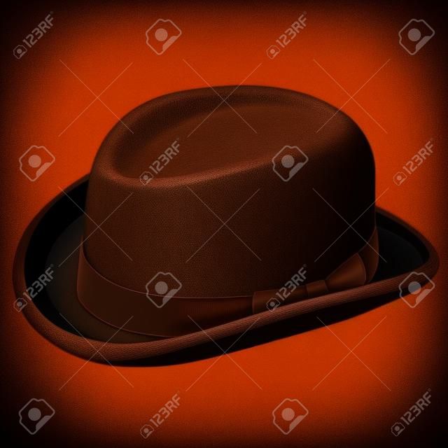Brown bowler hat vector isolated, gentlemen hat, vintage hat
