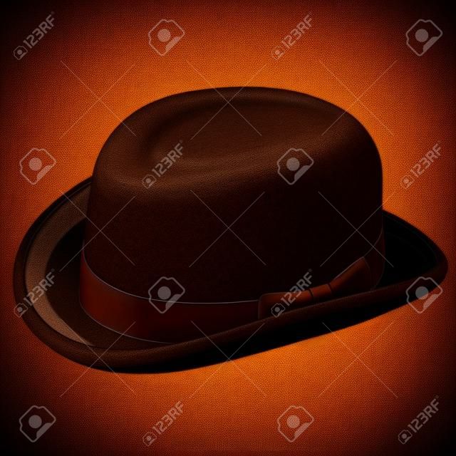 Brown bowler hat vector isolated, gentlemen hat, vintage hat