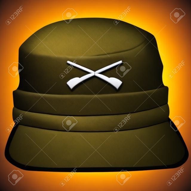 Векторные иллюстрации кепи, крышка армии равномерное головной убор. Историческая общая шляпа