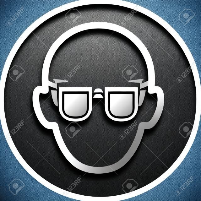 Wektor znak nakazu Nosić okulary. Ochrona oczu musi być noszona symbol, etykieta, naklejka