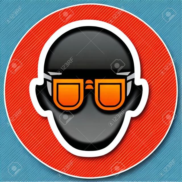 Mandatory sign vector Wear glasses. Eye protection must be worn symbol, label, sticker