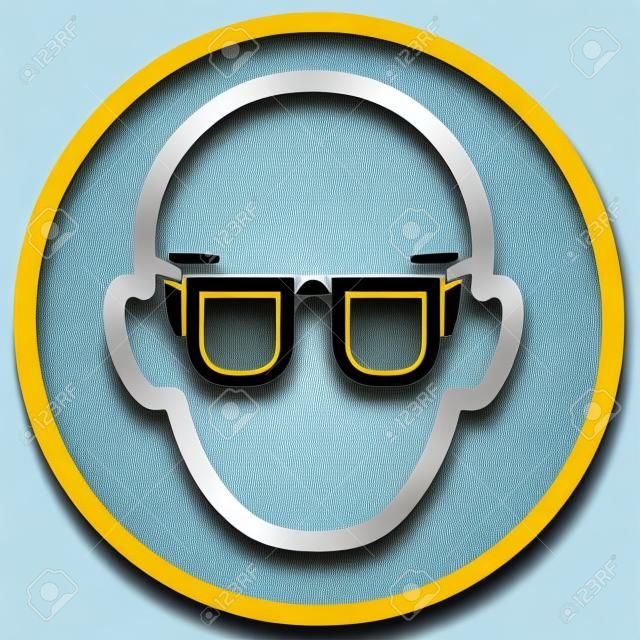 Vector de señal obligatoria Use gafas. Se debe usar protección para los ojos símbolo, etiqueta, pegatina