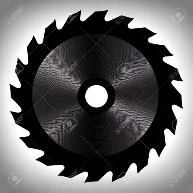 Black silhouette of circular saw blade isolated on white background. Vector