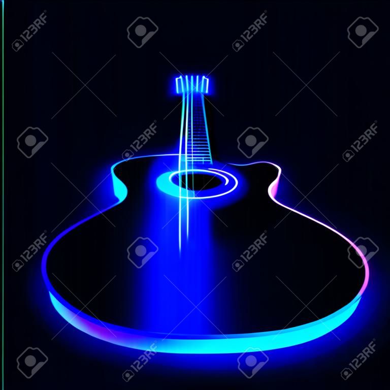 Acoustic guitar in neon