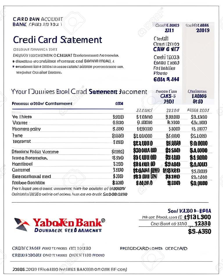 クレジット カード銀行口座ステートメント金融ドキュメント テンプレート