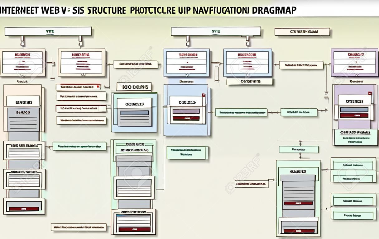 Интернет Структура веб-сайта Карта навигации Прототип Framework Диаграмма. Веб-сайт концептуальный макет.