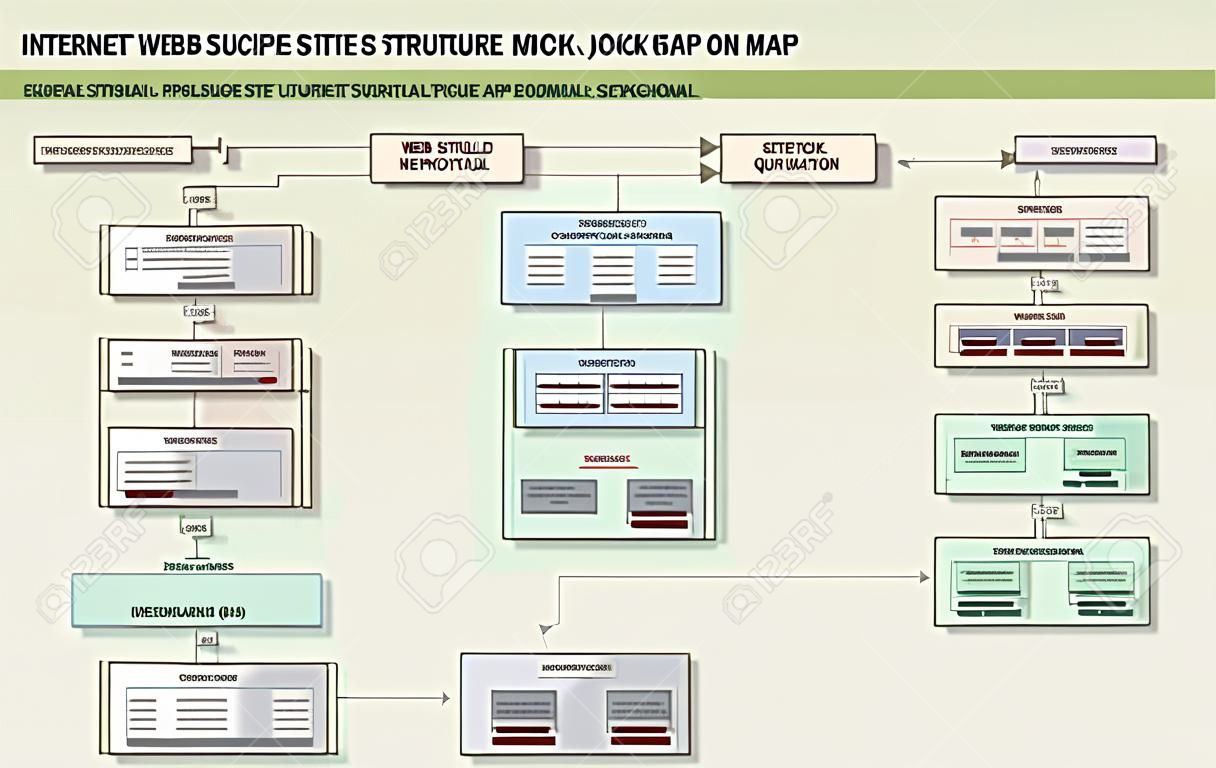 Internet Web Site Structuur Navigatie Kaart Prototype Framework Diagram. Web Site conceptuele mock-up.