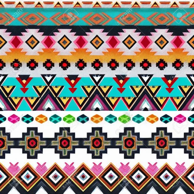 Etniczne szwu. Aztec kolorowe paski geometryczne tle. Navajo Tribal etnicznych druku. Nowoczesne abstrakcyjne tapety. Delikatne kolory. Ilustracji wektorowych.