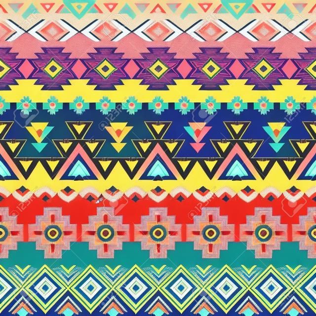 Etniczne szwu. Aztec kolorowe paski geometryczne tle. Navajo Tribal etnicznych druku. Nowoczesne abstrakcyjne tapety. Delikatne kolory. Ilustracji wektorowych.