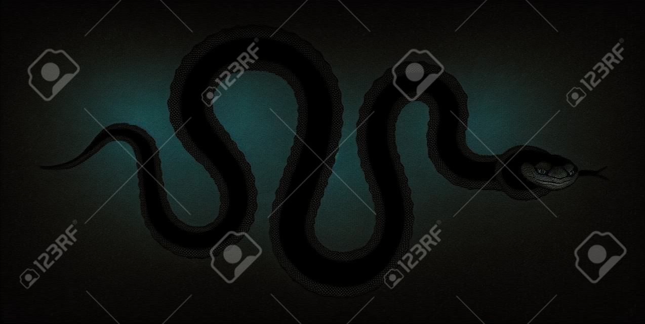 Ilustracja sylwetka węża. Wąż czarny na białym tle na białym tle. Projekt tatuażu wektor.