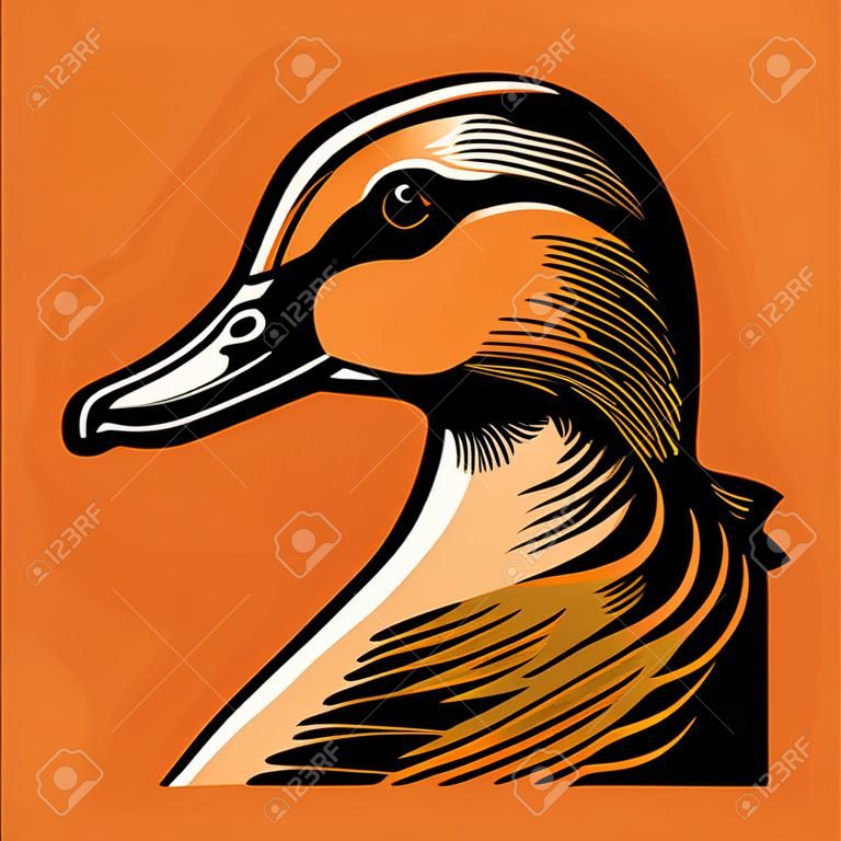 Tête d'animal canard sauvagine illustration vectorielle fond propre