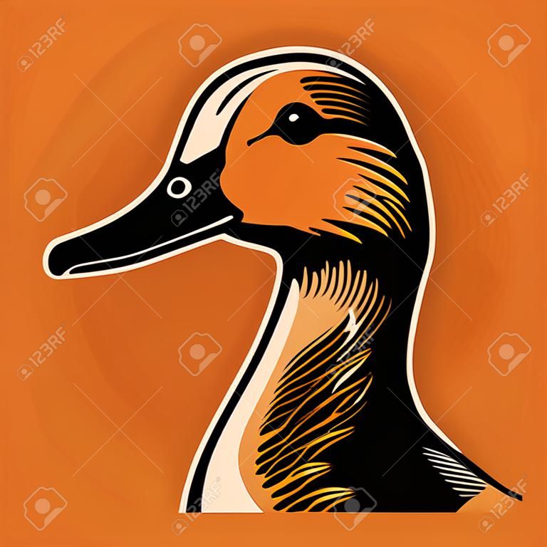 Tête d'animal canard sauvagine illustration vectorielle fond propre