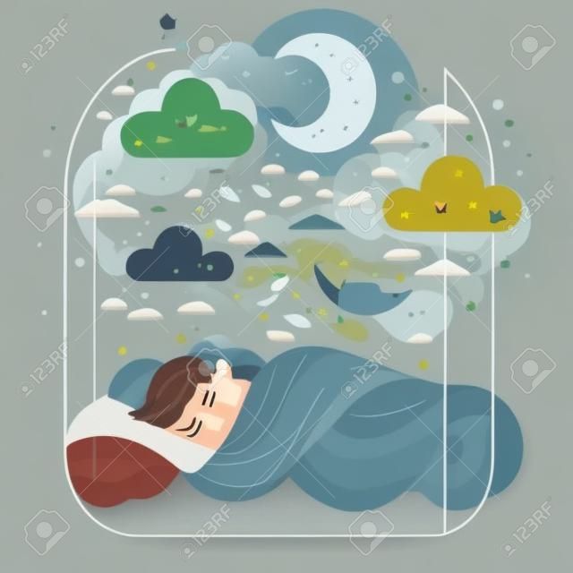 Human character sleeping at night vector illustration to illustrate world sleep day