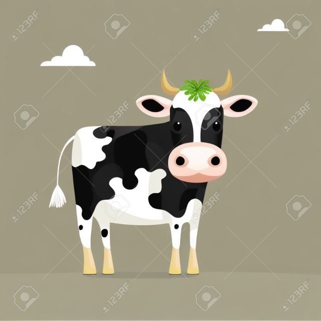 Boerderij dier vector tekenen van een volwassen grote koe
