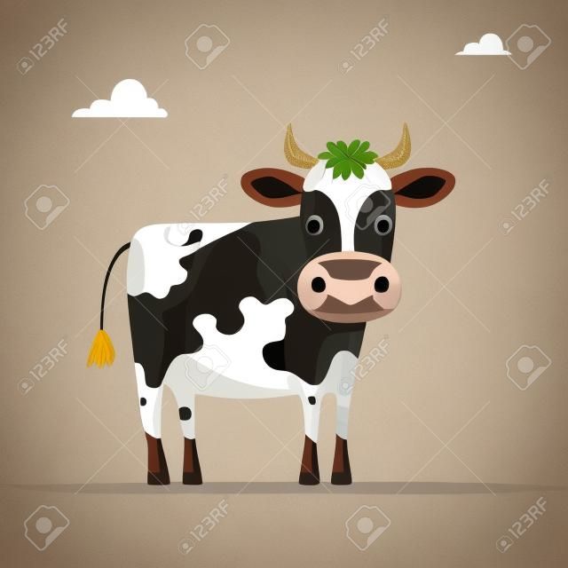 Vector de animales de granja dibujando una vaca grande adulta