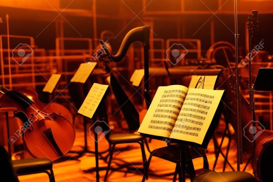 Musical instruments and music notes