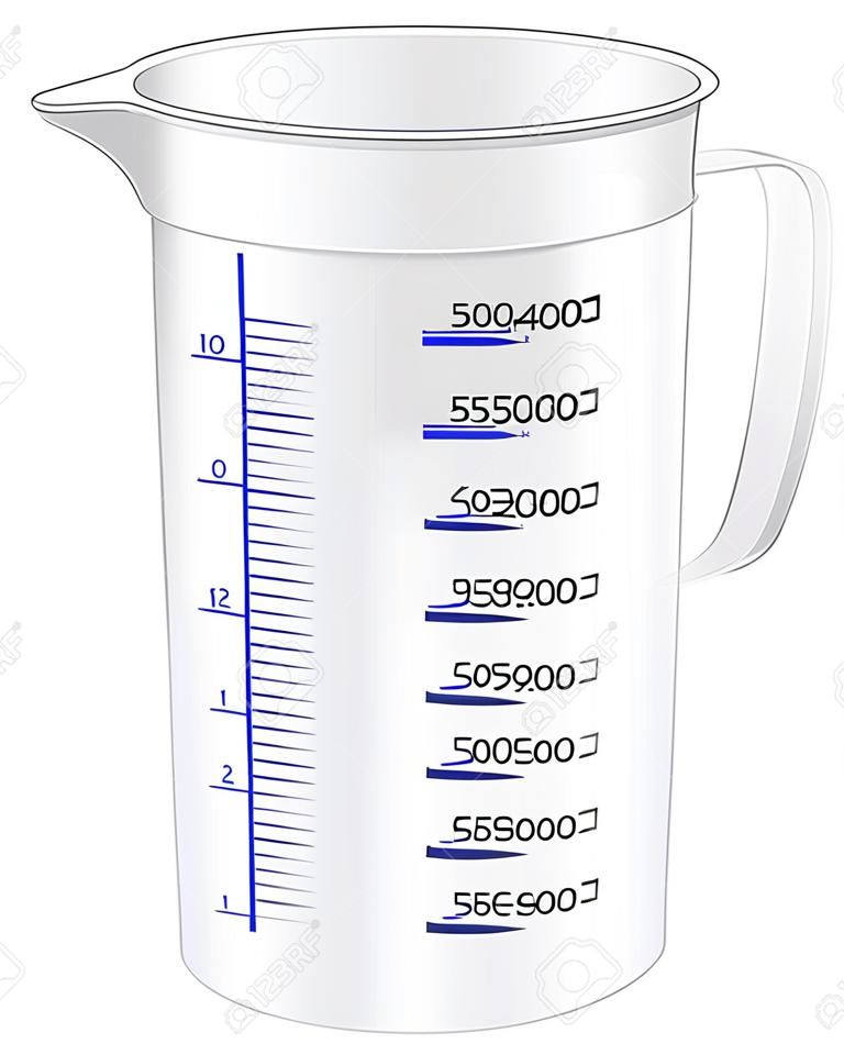 une tasse à mesurer pour mesurer la nourriture sèche et liquide. Vector illustration.