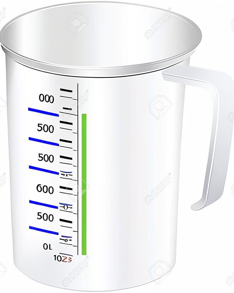 мерный стаканчик для измерения сухой и жидкой пищи. Векторная иллюстрация.