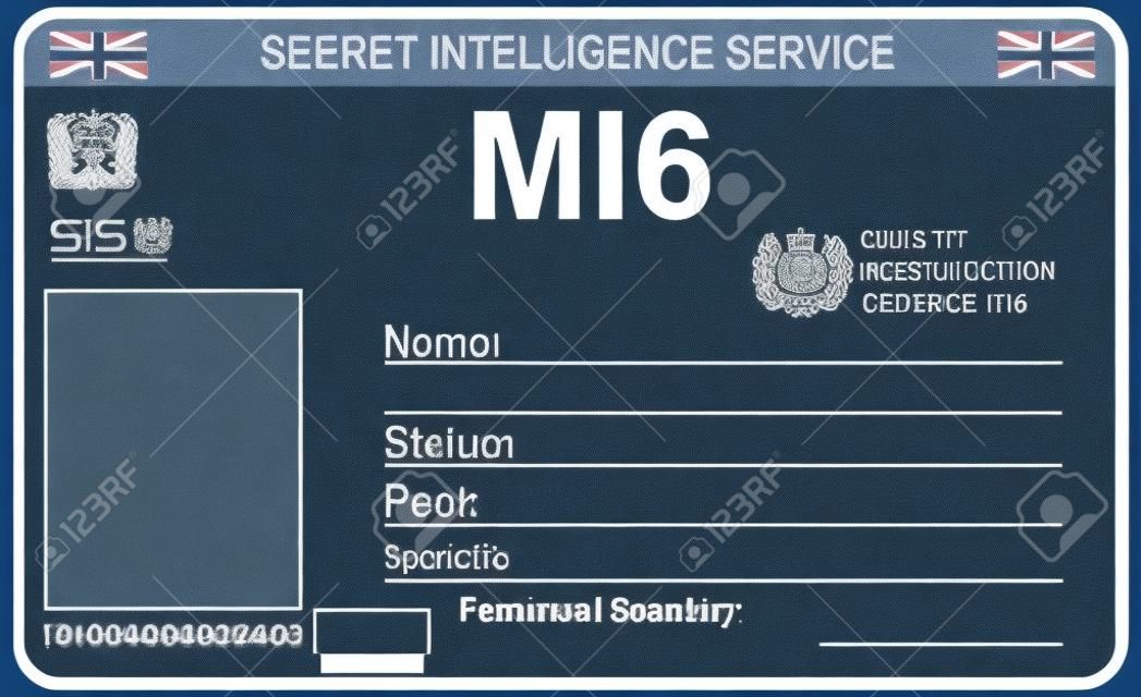 The identity a secret agent of MI 6. Certification Secret Intelligence Service in England.