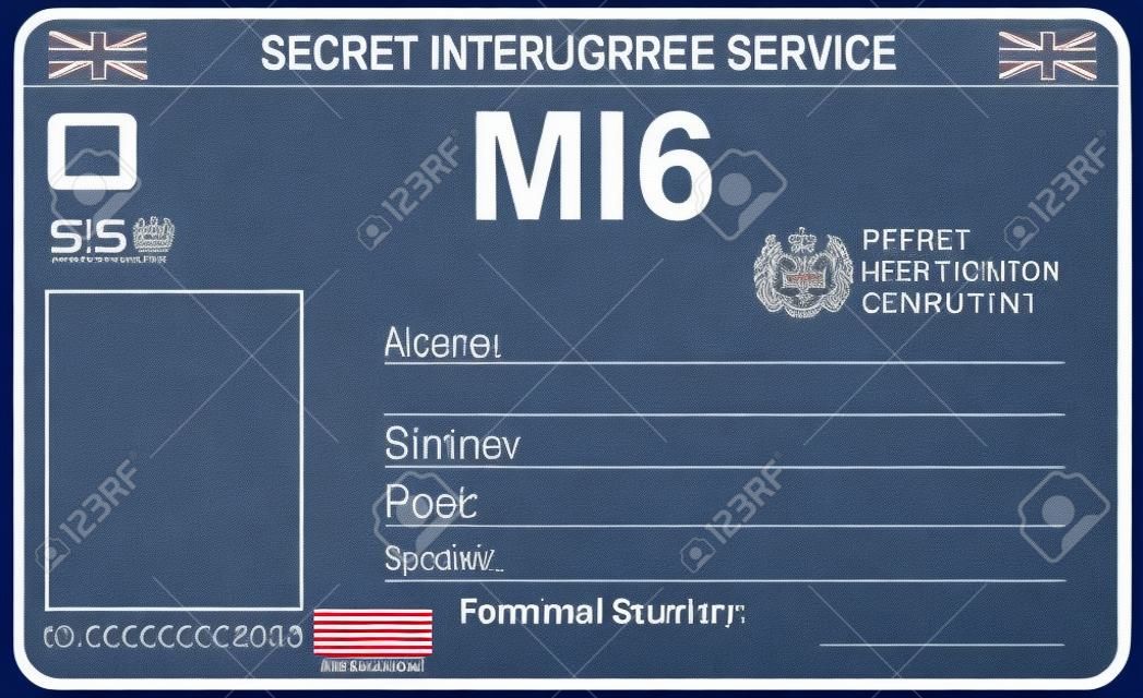 The identity a secret agent of MI 6. Certification Secret Intelligence Service in England.
