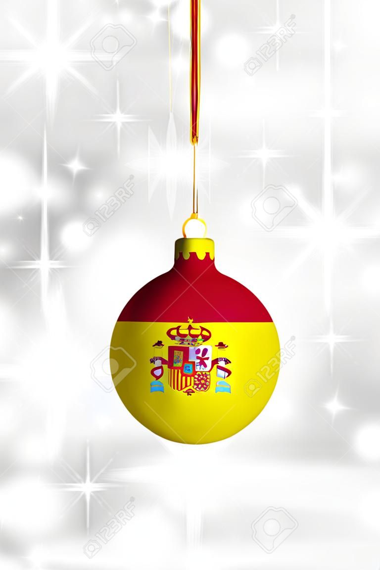 Joyeux Noël de l'Espagne. Boule de Noël avec le drapeau