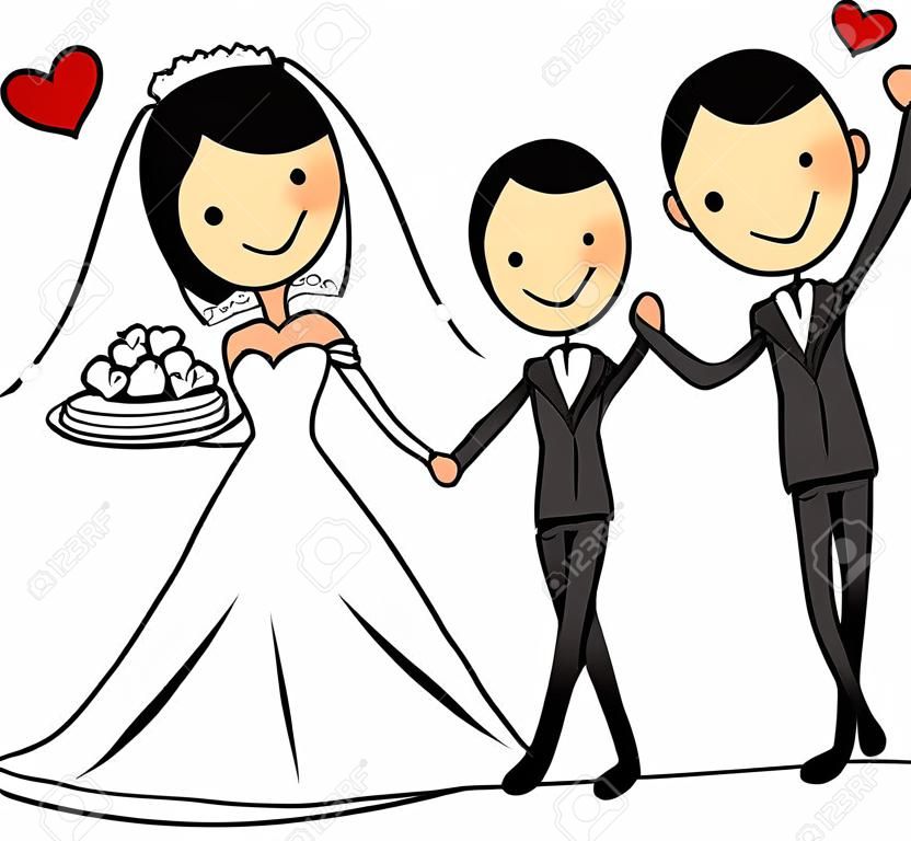 Sweethearts és boldog menyasszony és a vőlegény