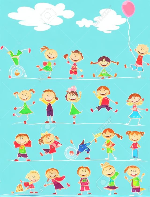 Śliczne szczęśliwe dzieci, cartoon