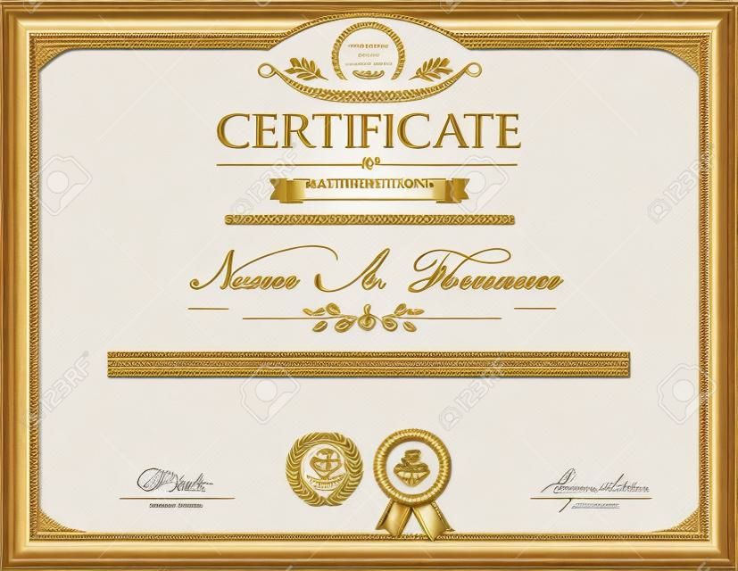 Certificate of Recognition with Laurel Wreath. Elegant Frame. Beige