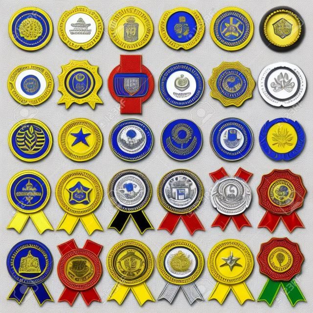 Set van certificaat Wax Seal en Badges