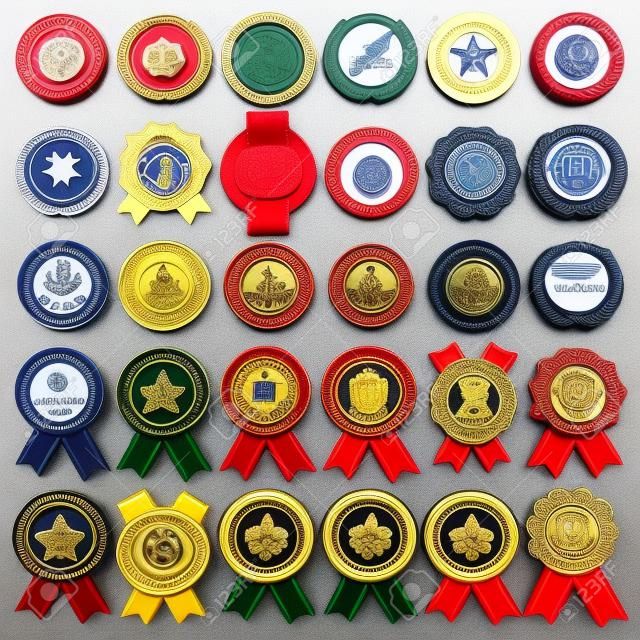 Set van certificaat Wax Seal en Badges