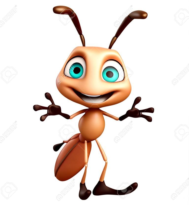 3d rindió la ilustración de personaje de dibujos animados divertido de la hormiga