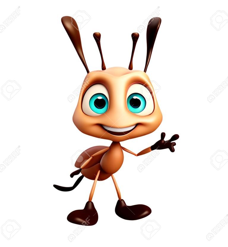 3d rindió la ilustración de personaje de dibujos animados divertido de la hormiga