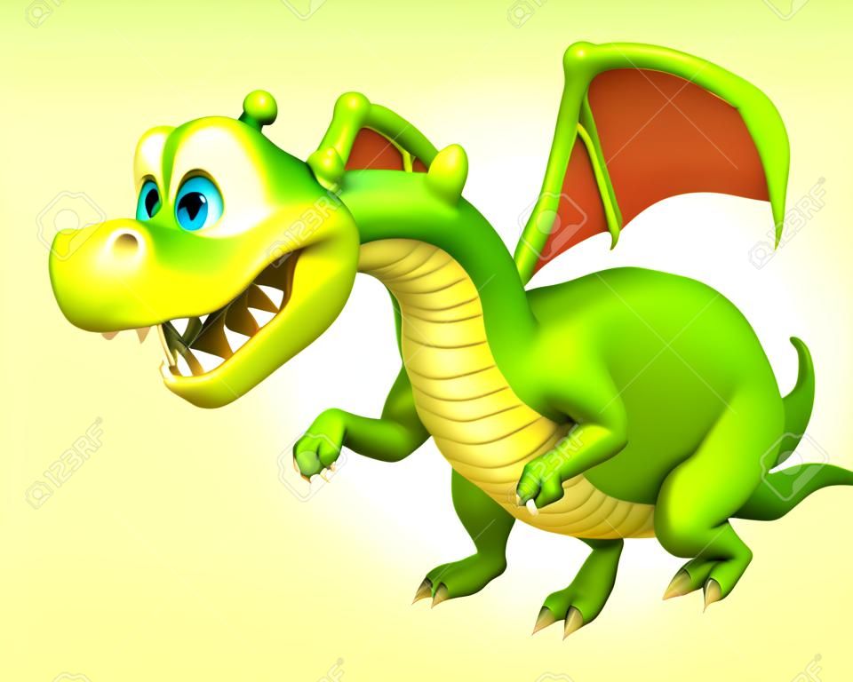 3d illustration rendu du personnage de dessin animé drôle de dragon