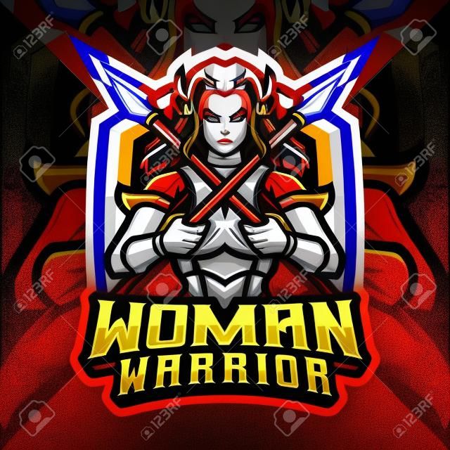Women warrior esport mascot logo