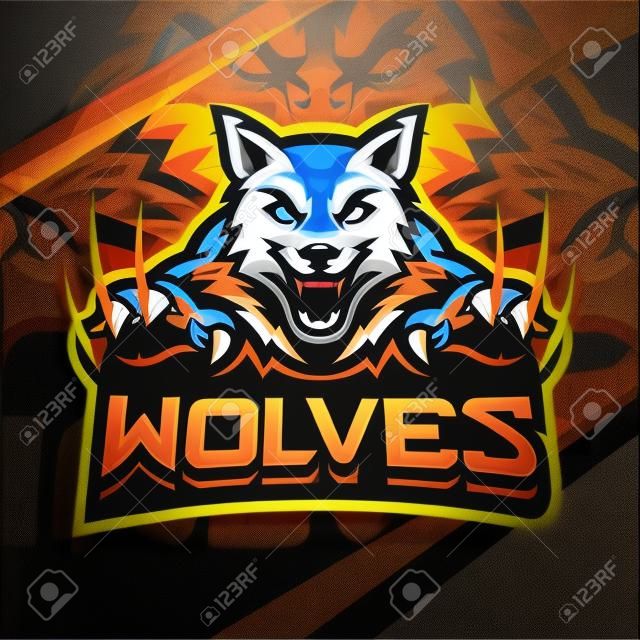 Wolves esport mascotte logo ontwerp
