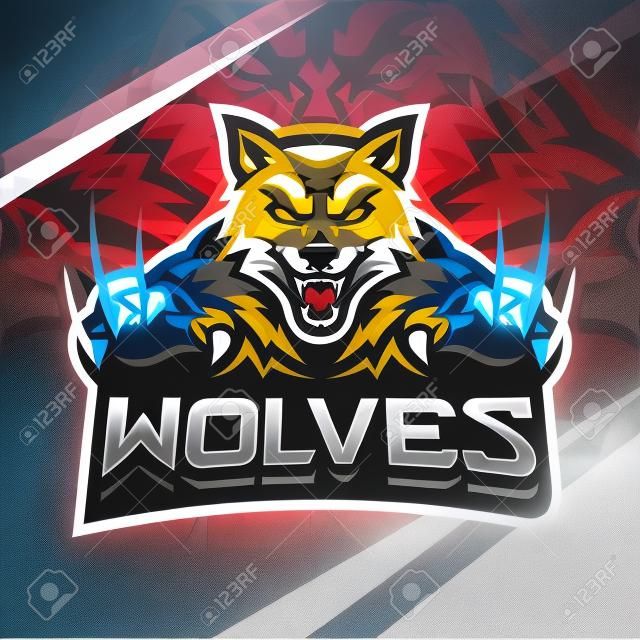 Wolves esport mascotte logo ontwerp