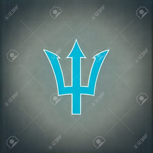 Czarna ikona trójzębu. znak Neptuna. ilustracja wektorowa symbol narodowy barbadosu. na białym tle.