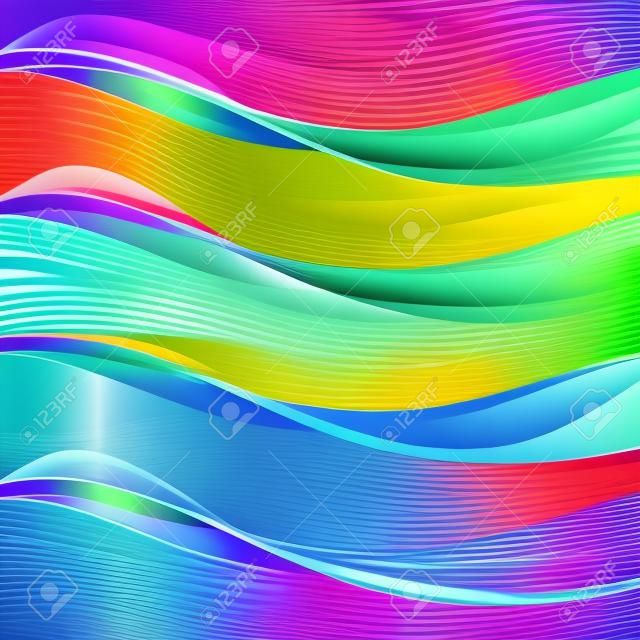 Soft bright colorful web border layout set of beautiful modern satin swoosh wave header collection.
