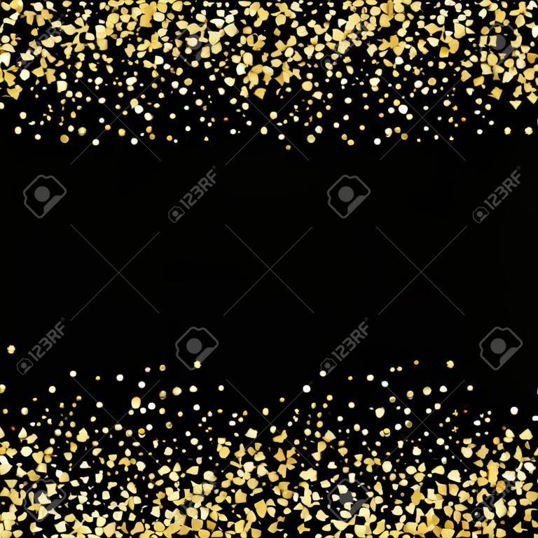 Sfondo nero con scintillanti particelle dorate vettore astratto vacanza sfondo, elemento di design