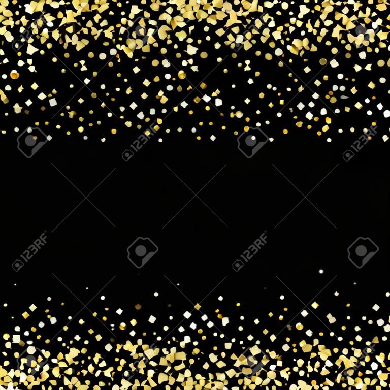 Sfondo nero con scintillanti particelle dorate vettore astratto vacanza sfondo, elemento di design