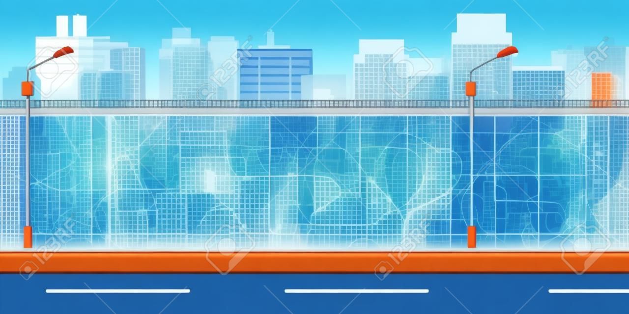city game background 2d game application. Tileable horizontally.