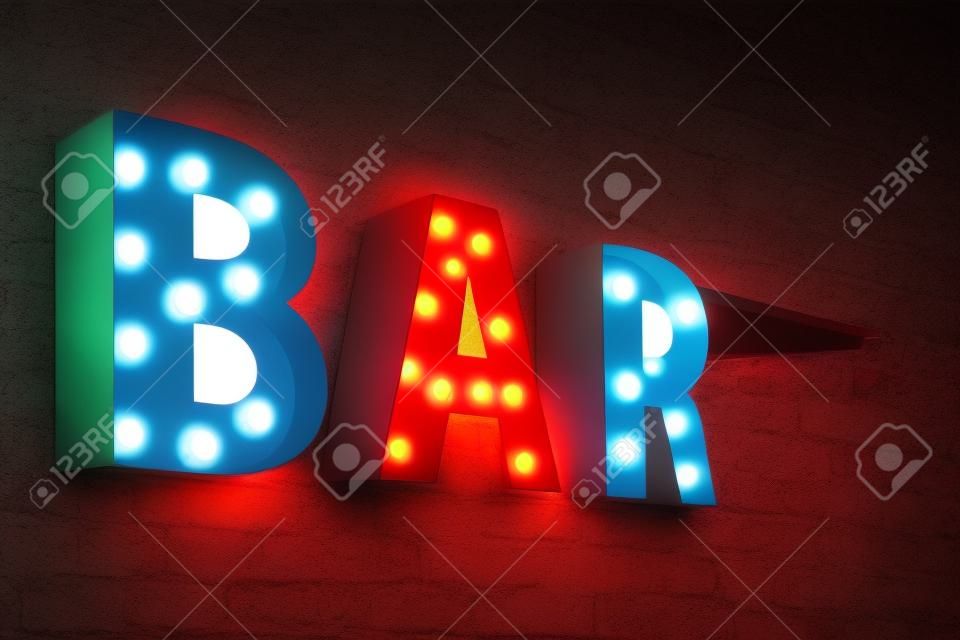Bar signage Lights decoration Party Event Retro Type design