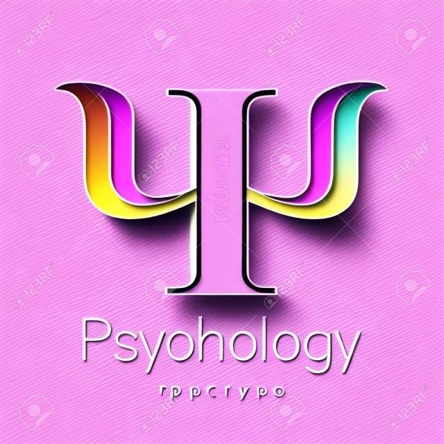 Modernes Logo für Psychologie. Psi. Kreative Stil. Signet in Vektor. Design Konzept. Markenunternehmen. Violet gelb rosa Farbe Buchstaben auf weißem Hintergrund. Symbol für Web, Print, Karte. Hell
