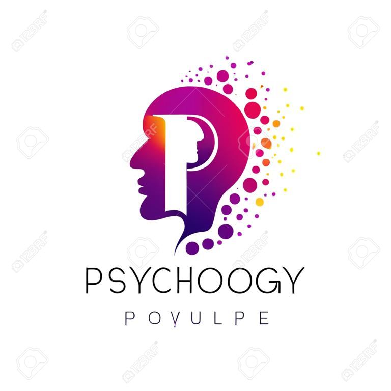 Moderne logo de la tête de psychologie. Profil humain. le style créatif. Logotype dans le vecteur. Concept design. société Brand. couleur Violet isolé sur fond blanc. Symbole pour le web, print