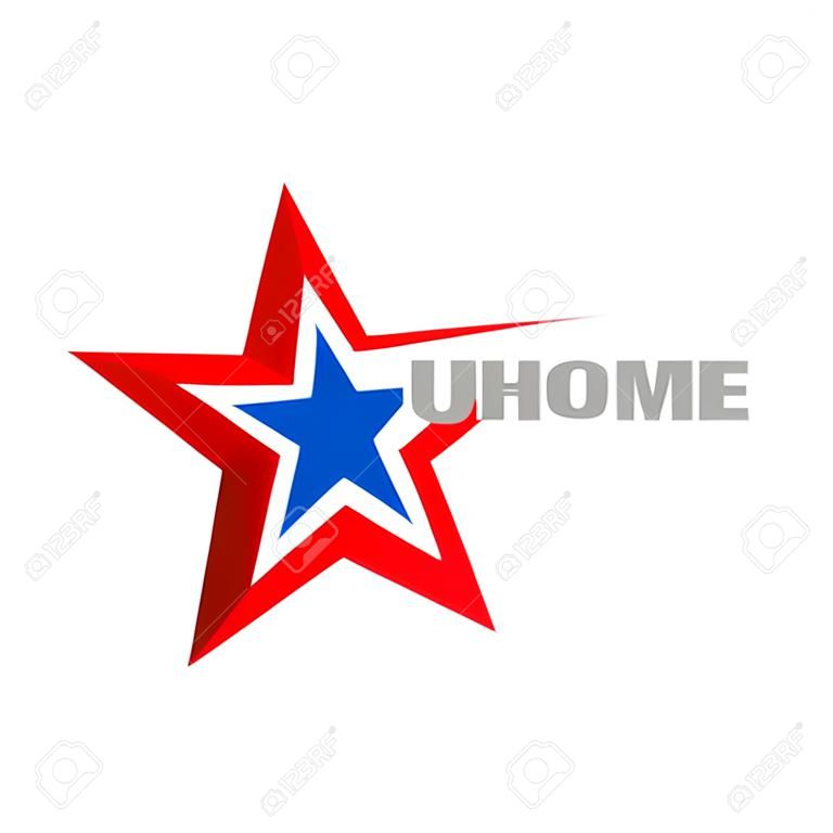 Auf weißem Hintergrund Logo Unternehmen mit Sternen, flache Bauform