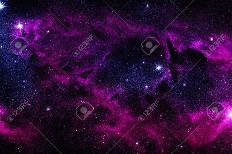 purple nebula and cosmic dust in star field