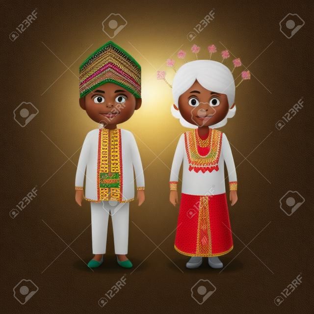 Couple Character Wearing Maluku Traditional Dress for your project and others