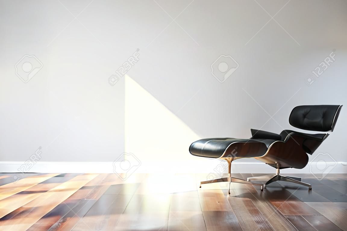 Noir confortable fauteuil en cuir Dans minimaliste Style Intérieur