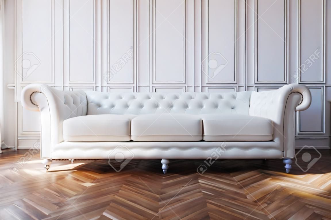 室内设计中的白色豪华皮沙发