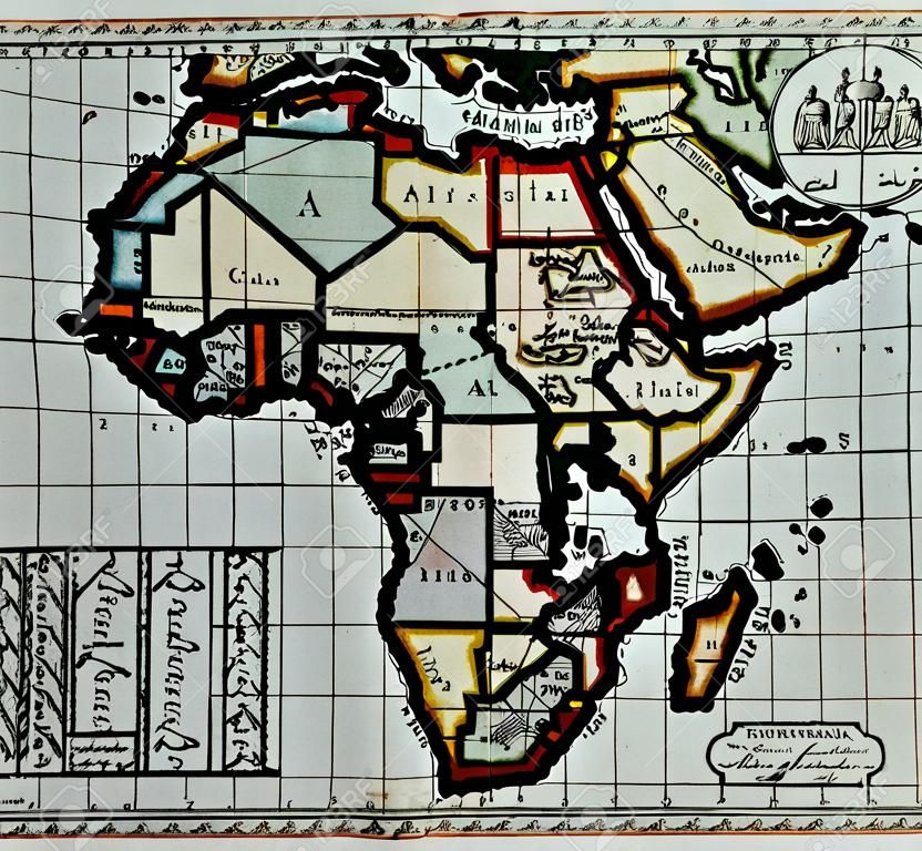 Mapa histórico de África en escritura árabe. Publicado en 1803. Foto de la reproducción antigua